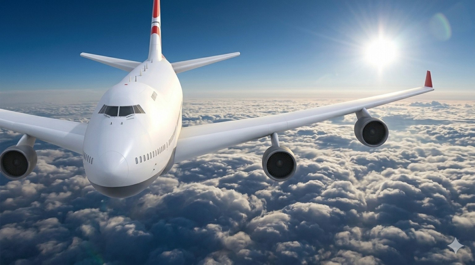 Aircraft flying above clouds